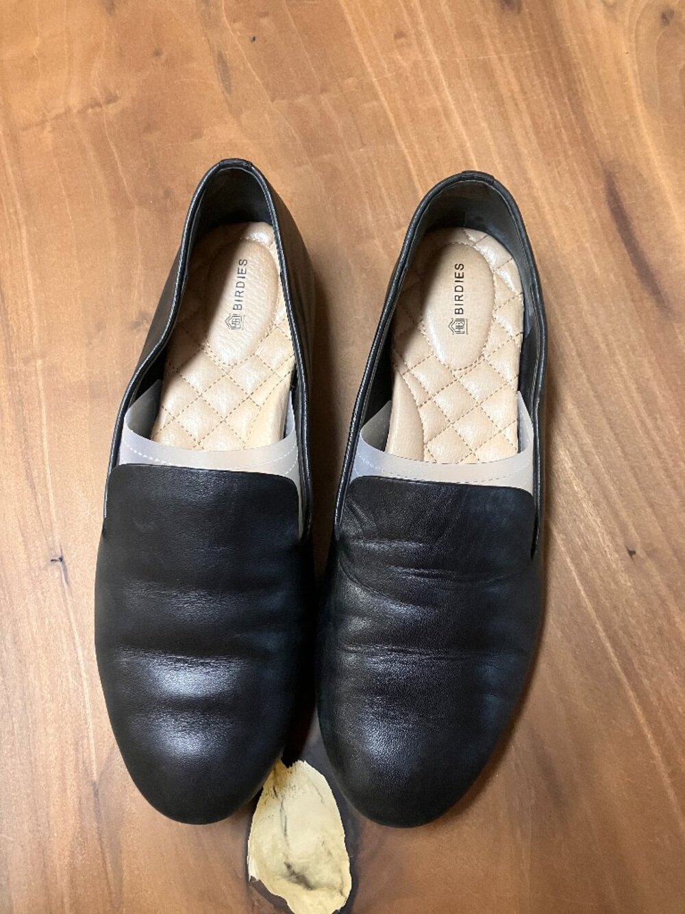 Birdies The Starling Black Leather Loafers Flats Size 8.5 Quilted Insole